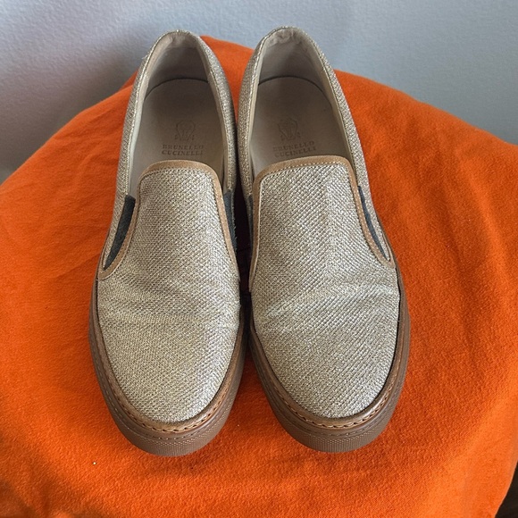 BRUNELLO CUCINELLI Textured Tan Gold Shoes 11 woman